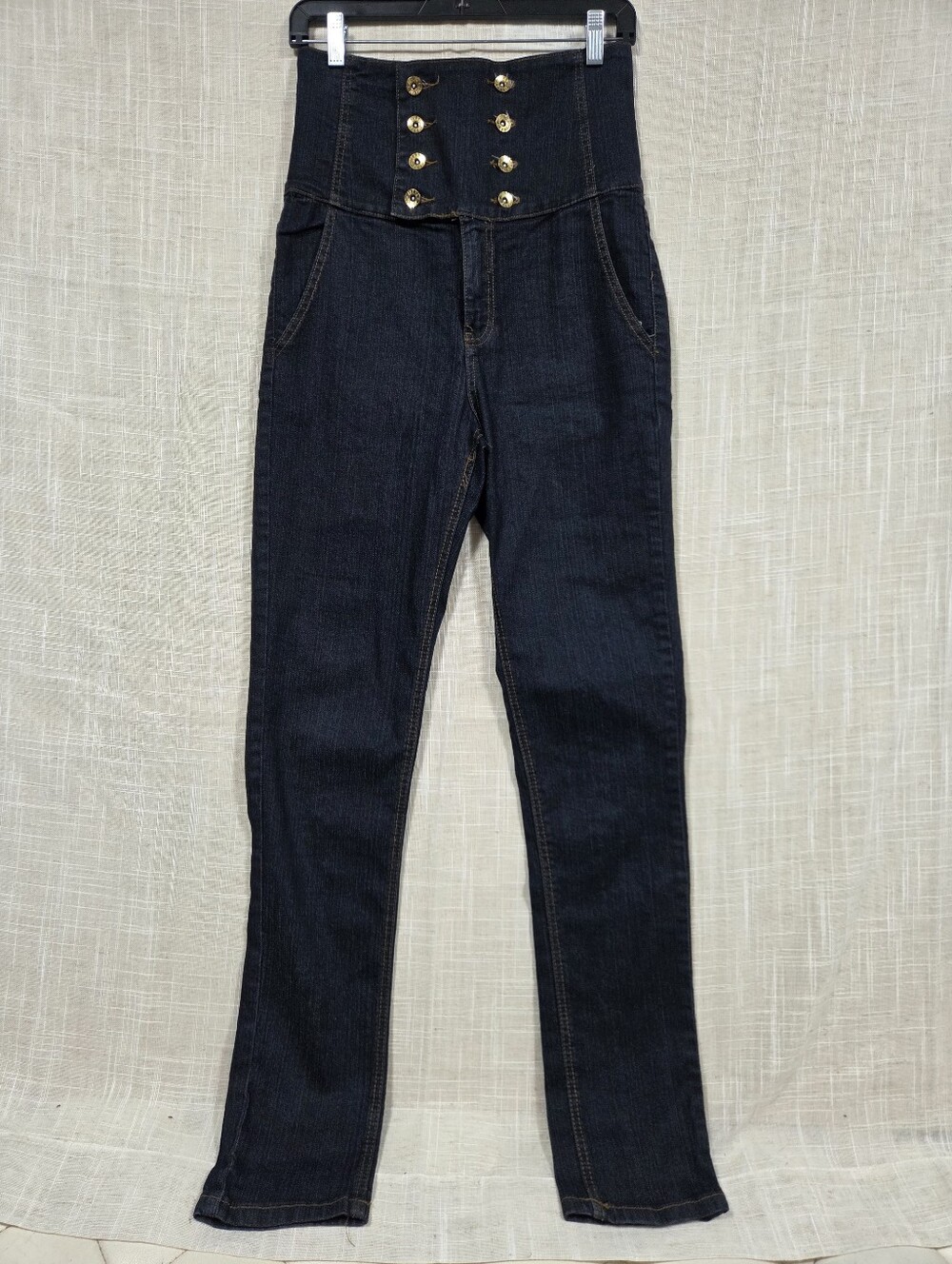 High-Waist Dark Blue Button-Front Women’s Jeans Size 5/6.